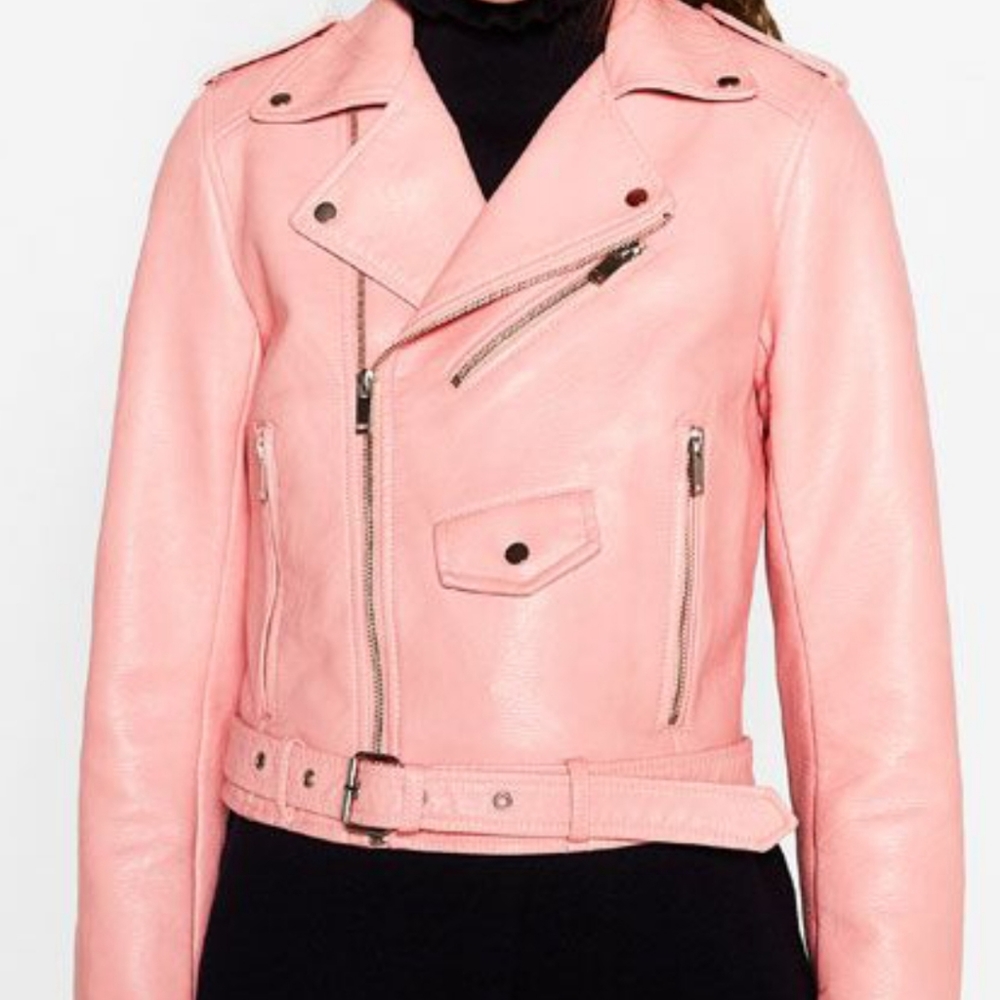 Bubblegum pink leather jacket